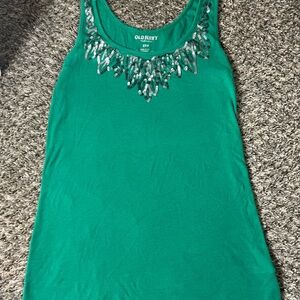 VINTAGE Ladies Old Navy Green Embellished Women's Tank Top- MINT condition